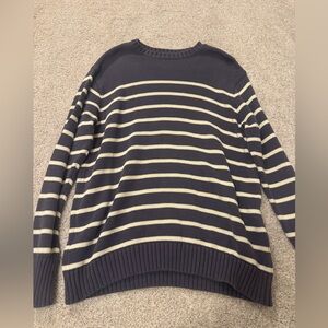 Brandy Melville Navy and Cream Striped Sweater